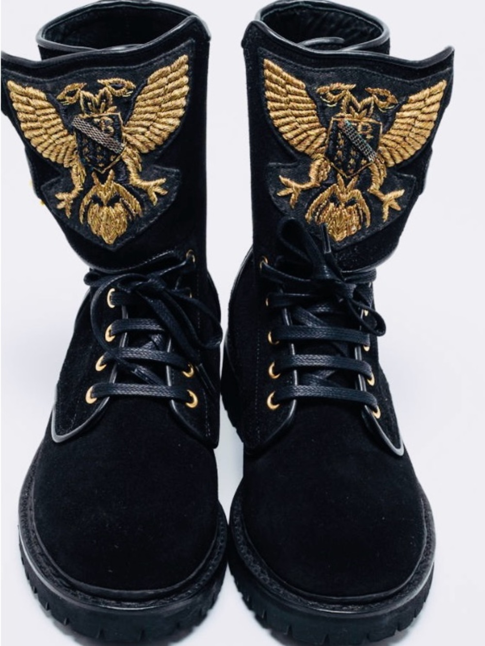 🛍️Balmain Authentic Black Suede Eagle Ranger Combat Boots - Picture 14 of 15